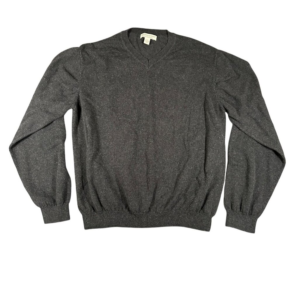 Pronto Uomo Womens XL Gray V-Neck Long Sleeve Cotton Cashmere Sweater Soft